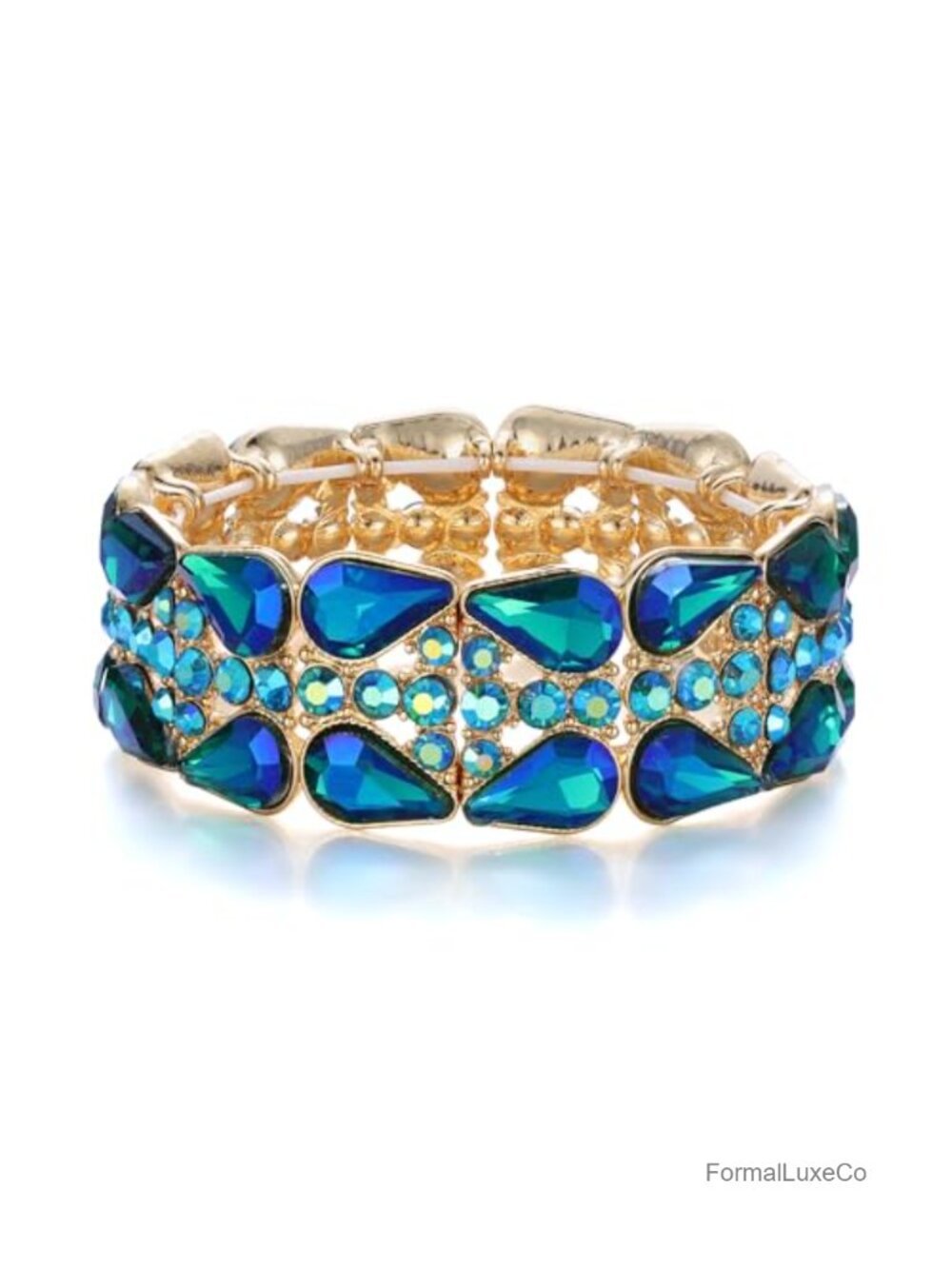 Crystal Teardrop Stretch Bangle Bracelet for Wedding Party